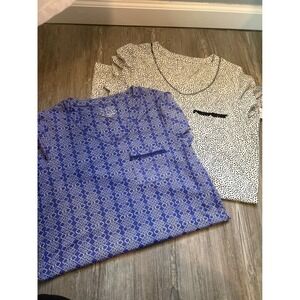 Simply Styled Womens Small Blue Geometric Print Short Sleeve V Neck Sleep gowns